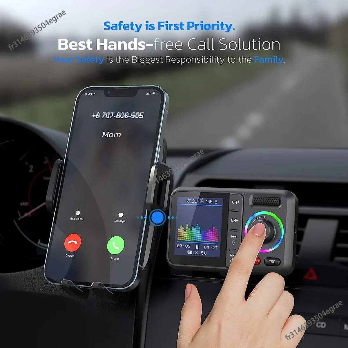 Wireless Car Charger - Transmisor FM Inalámbrico con Pantalla a